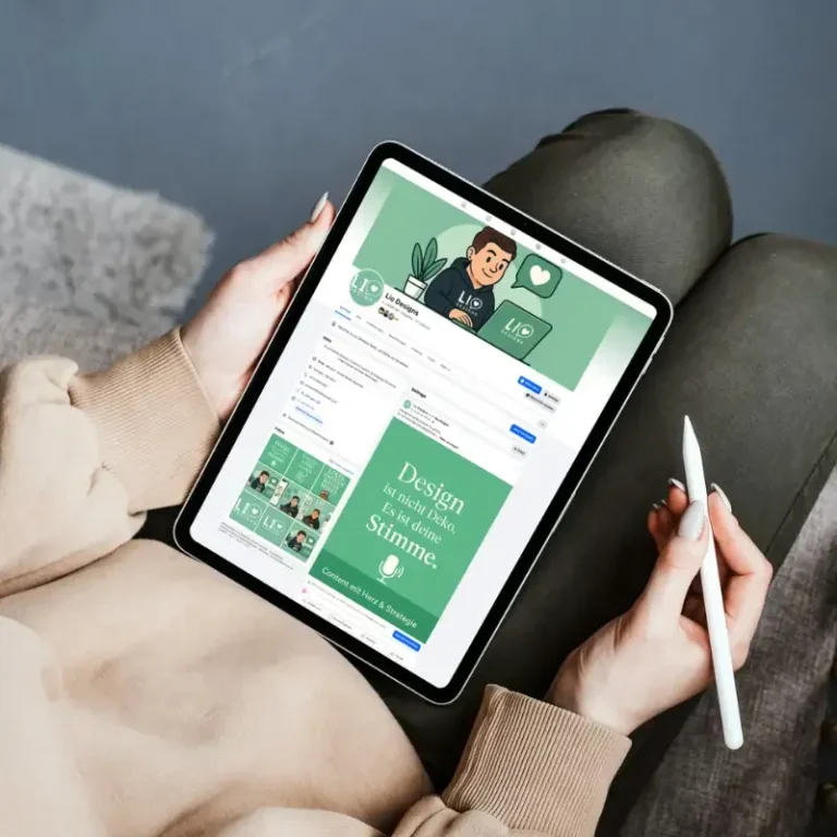 Person scrollt durch Facebook auf einem Tablet