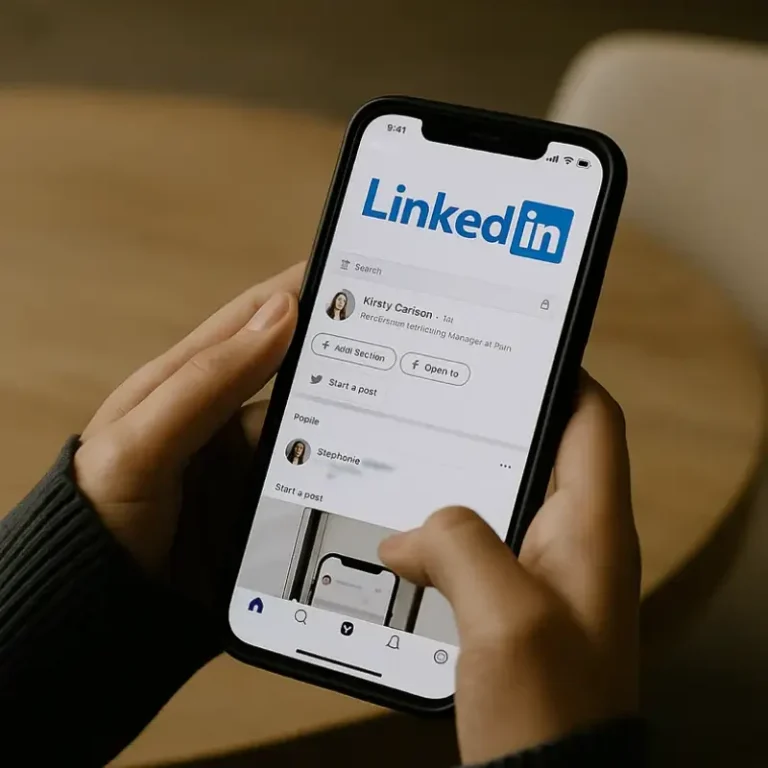 LinkedIn-App auf einem Smartphone in der Hand